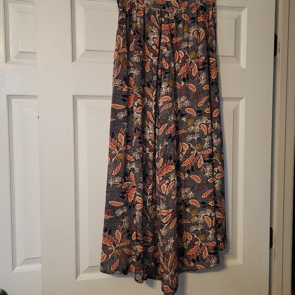 Aakaa Palazzo Pants Women's Size Small  Navy Blue Gold Asymmetrical Hemline - Picture 10 of 12